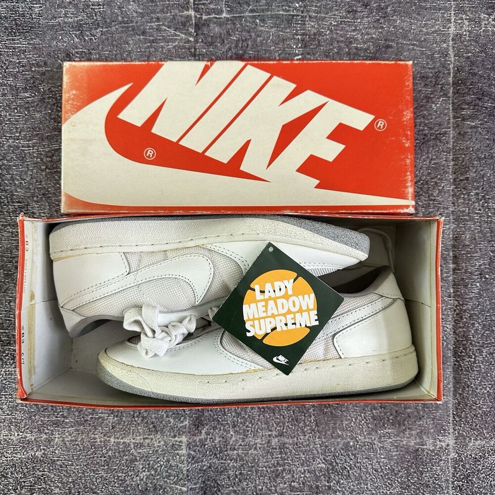 NIB DS Women's Vintage 80's Nike Lady Meadow Supreme White Gray Tennis Shoe Sz 7